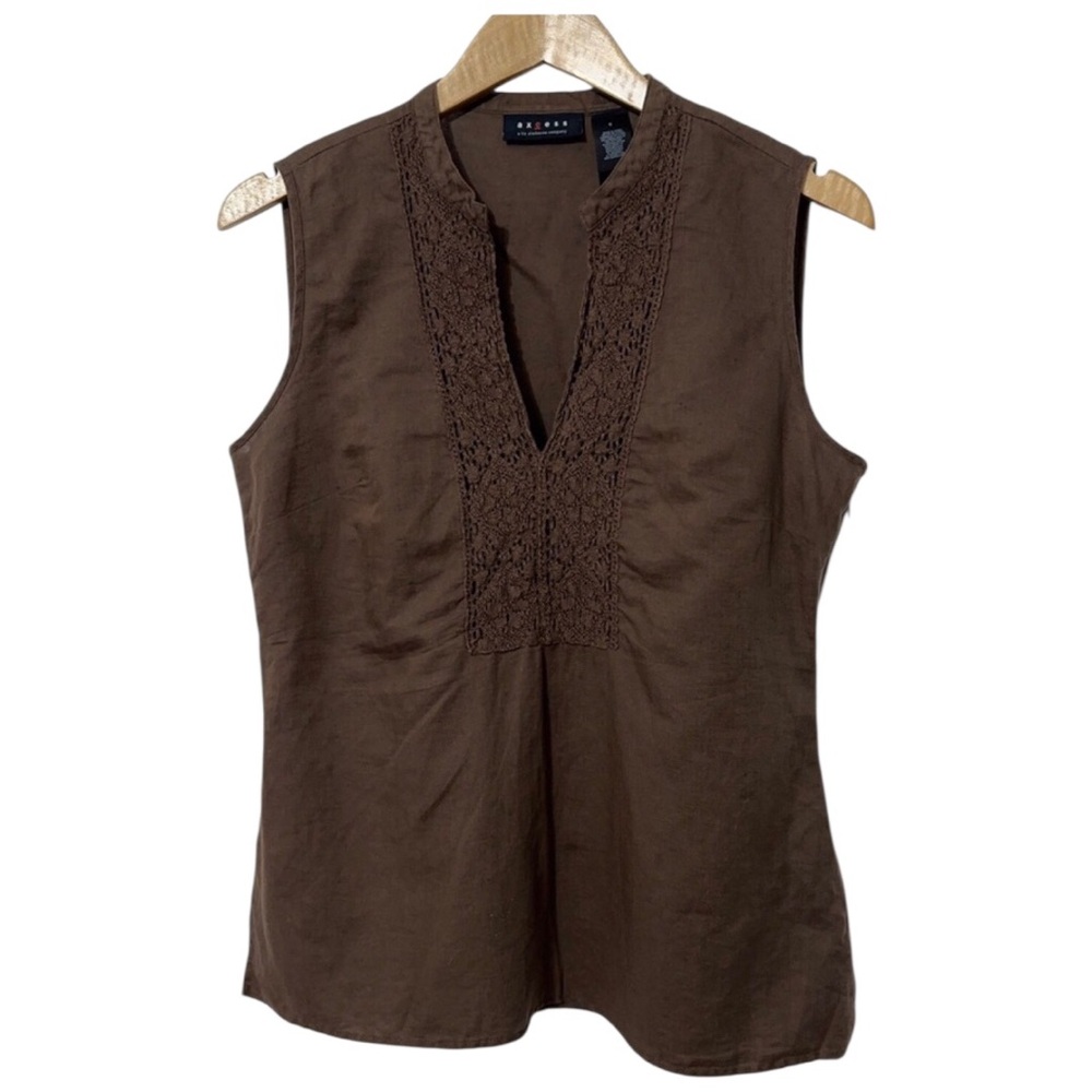 Axcess Womens Crochet Front Linen Shirt